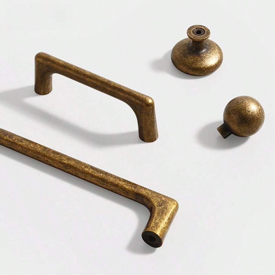 1 Pc Zinc Alloy Modern Minimalist American Imitation Gold/Bronze Color Handle Is Suitable For Drawers, Bedside Tables, Storage Cabinets, Wardrobes, Cabinet Door Handles, And Furniture Hardware Accessories