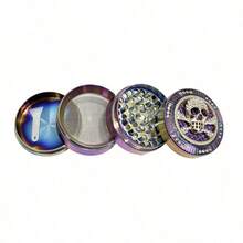 1pc Diamond Inlaid Skull Shaped Colorful Zinc Alloy Grinder, 50mm 4 Layers, Multi-Function Herb Grinder, Smoking Accessory, Decorative Item - Multicolor - View 7