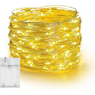 Battery-Operated Silver Wire Starry LED Lights (1 Set) | No Plug Needed – Starry Glow For Bedrooms, Christmas Trees, Halloween Pumpkin Decor & Weddings, With Delicate Shine For Every Occasion