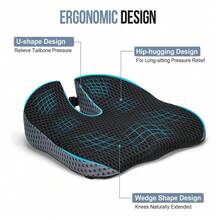 Universal Memory Foam Car Cushion For Driving Seat Adult Driver Wedge Booster - Black - View 5