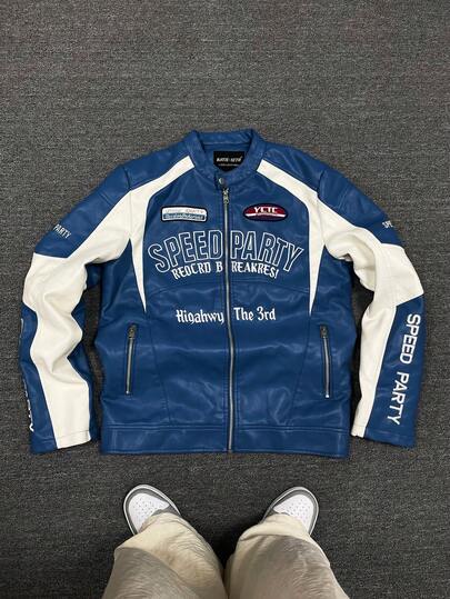 Men's Fall/Winter Jacket With PU Coating Features A Multi-Knit Label Design For A Personalized Biker LookTop Gift Picks For Husbands/Boyfriends This Fall And Winter