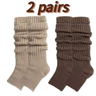 1/2pairs Women's Sock Covers - Thermal Winter Leg Warmers, Beige To Brown Shades, Elegant Foot-Pedal Design For Boots/Shoes, Cozy Fall & Winter Outfits - Sophisticated Ladies Footwear Accessories