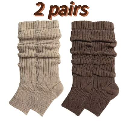 1/2pairs Women's Sock Covers - Thermal Winter Leg Warmers, Beige To Brown Shades, Elegant Foot-Pedal Design For Boots/Shoes, Cozy Fall & Winter Outfits - Sophisticated Ladies Footwear Accessories