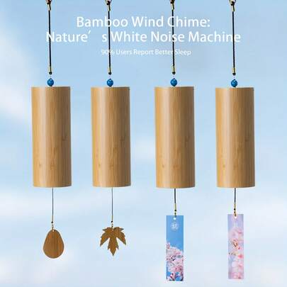 4-Tone Handmade Vintage Bamboo Wind Chimes, Battery-Free Musical Wind Chimes, Suitable For Balcony, Yard, Room Decor, Indoor, Christmas & Birthday Gifts