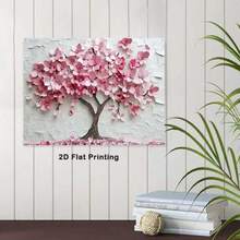 1pc Canvas Print Painting Framed And Stretched Ready To Hang Pink Cherry Blossom Tree For Restaurants Living Room Hallways Bedroom Office.Stretched And Framed Ready To Hang. - 白色 - 查看 2
