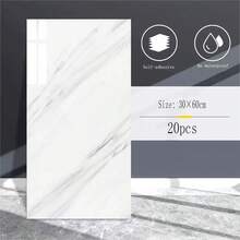 10/20pcs Ivory White Marble Effect Ceramic Tile Wall Stickers, Easy To Apply And Remove, Waterproof Self-Adhesive Sheets, Suitable For Kitchen, Bathroom, Home Decor, Etc