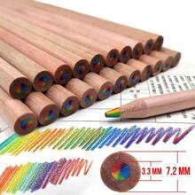 Rainbow Pencils - Triangular Shape Easy To Grip With 7 Colors In 1 Pencil - Natural Cedar - Will Not Crumble Writes In A Rainbow Of Brilliant Colors
