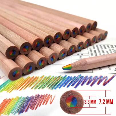 Bút chì cầu vồng - Thân bút hình tam giác dễ cầm nắm, 7 màu trong 1 bút chì - Làm từ gỗ tuyết tùng tự nhiên - Bền chắc, viết ra những màu sắc cầu vồng rực rỡ.