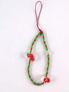 GO2CJBEADS 1pc New Fashion Christmas Mobile Phone Chain Lanyard For Women Simple Santa Claus Acrylic Beaded Phone Chain Beaded Keychain