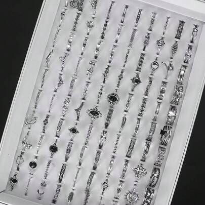 Lot de 30 bagues gothiques chics en alliage, serties de pierres précieuses noires. Polyvalentes, à la mode, idéales au quotidien et pour les fêtes (articles sans boîte expédiés aléatoirement).