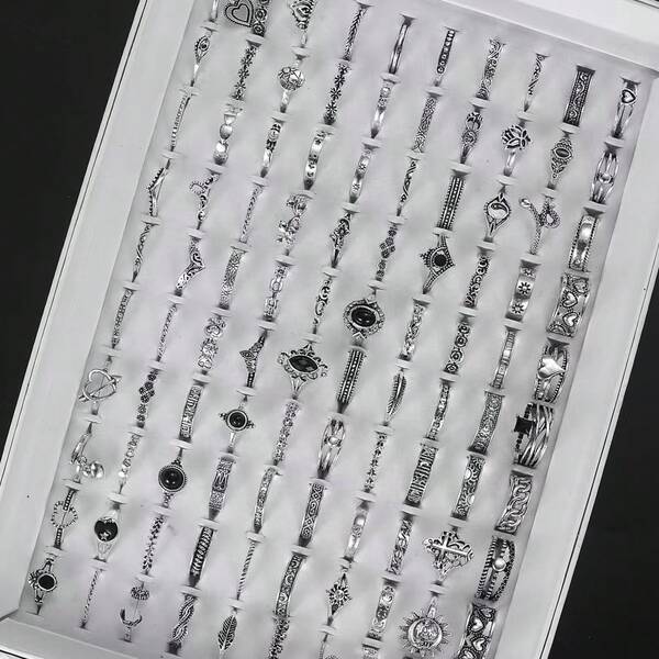 30 قطعة/عبوة مجموعة خواتم سبيكة جوتية قابلة للتنسيق والمزج، مزينة بأحجار كريمة سوداء - متعددة الاستخدامات، عصرية، مناسبة للارتداء اليومي والحفلات (البند مشحون بشكل عشوائي بدون علبة)