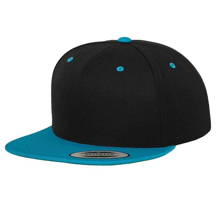 Yupoong Gorra Snapback clásica de dos tonos (Negro/Verde Azulado) - Negro - Ver 1