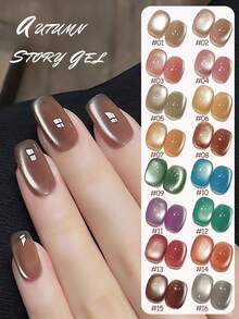 MISS SHAKA 10ml Autumn Story Ice Transparent Pink Red Gold Blue Brown Glass Bead Cat's Eye Gel Nail Polish 2025 Autumn Winter Nails Y2K Nails Popular Whitening Mirror Moonlight Porcelain White Cat's Eye Nail Salon Home Diy Nail Art Nail Supplies Christmas Nails