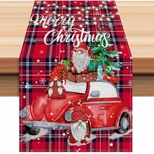 Steag de masă festiv de Crăciun cu bivoli de apă, covorașe de masă pătrate și rotunde, steag de masă cu brad de Crăciun cu camion roșu, față de masă cu camion roșu pentru masă, disponibil într-o varietate de dimensiuni