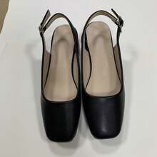 Eleganckie, wsuwane czółenka z kwadratowym noskiem, 4 cm grubości, modne, jednokolorowe, o fakturze owczej skóry, duży rozmiar, odpowiednie na spotkania, imprezy, uniwersalne, pasujące do każdego stylu ubioru, niezbędne na zakupy, do pracy i dojazdy do pracy