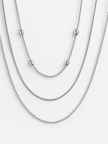 Necklace 3 Turns In 1 Chain Clips Delicate Elegant Minimalist Chocker Gold And Silver Links Feminine Woman Gift - 銀色 - 查看 3