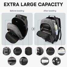 NEW YORK XPRESS 2 In 1 Carry On Travel Backpack 20" Rolling Backpack For Women Men With Wheels & Telescopic Handle For Work Weekend School & Short Trips - 灰色 - 查看 5