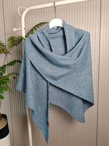 1pc New Sequin Solid Color Triangle Scarf Shawl, Korean Style Simple Outerwear Wrap, Warm Infinity Scarf