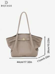 Bolso de hombro de mujer con textura y decoración de letra, bolso de moda sencillo para ir de compras y salir