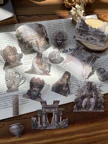 15 pezzi/confezione Adesivi vintage con personaggi della leggenda vichinga, case, paesaggi, figure carine, piante, decorazioni per scrapbooking, diari fai-da-te, forniture per la cancelleria