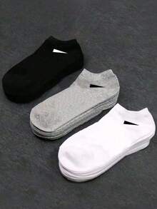 12 Pairs Unisex Plain Black/White/Grey Versatile Short Socks, Simple Solid Color, Minimalist Daily Wear, Suitable For Everyday Use - Multicolor - View 5