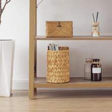 1pc Stylish Wicker Woven Toilet Paper Storage Large Capacity With Handles Sundries Storage Basket Household Bathroom Storage Basket - Multicolor - View 8