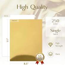 10 Sheets A4 Metallic Gold And Silver Card Stock Sheets For Crafting, Invitations, And Office Supplies - C And Eye-Catching! Single Side,School Supplies,Back To School - Gold - View 7