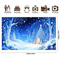 1 Pancarta grande de Navidad - Escena de bosque nevado y casa de pan de jengibre, para fiestas navideñas, reuniones familiares y celebraciones de invierno, sin necesidad de electricidad, decoración navideña, decoración de eventos festivos, escena invernal romántica, cabaña cubierta de nieve, tapiz de invierno, hermosa pancarta con escenario invernal