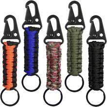 5 llaveros de paracaídas, mosquetón, llavero trenzado con clip para colgar llaves o linterna, para acampar al aire última intervensión, mochila de pesca, para hombres y mujeres, Negro, verde militar, azul, naranja, camuflaje, 5.43 pulgadas x 1.18in : Deportes y Aire Libre - 1 - Ver 1