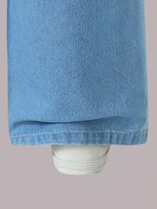 Tween 女童宽松喇叭牛仔裤，休闲浅蓝色牛仔裤，秋季 - 藍色 - 查看 8