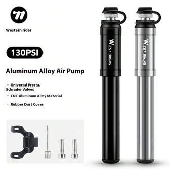 1 pieza Bomba de aire portátil y mini de alta presión para bicicleta/baloncesto/balón de fútbol con manguera oculta y cabezales de válvula adaptables, equipo de ciclismo