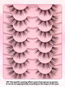 Asiteo 7 Pairs Natural Lightweight False Eyelashes - Lightweight & Reusable, Creates Perfect Voluminous Effect - Transparent Lash Bands, Criss-Cross Design, Essential For Eye Makeup - Natural Lashes - View 6