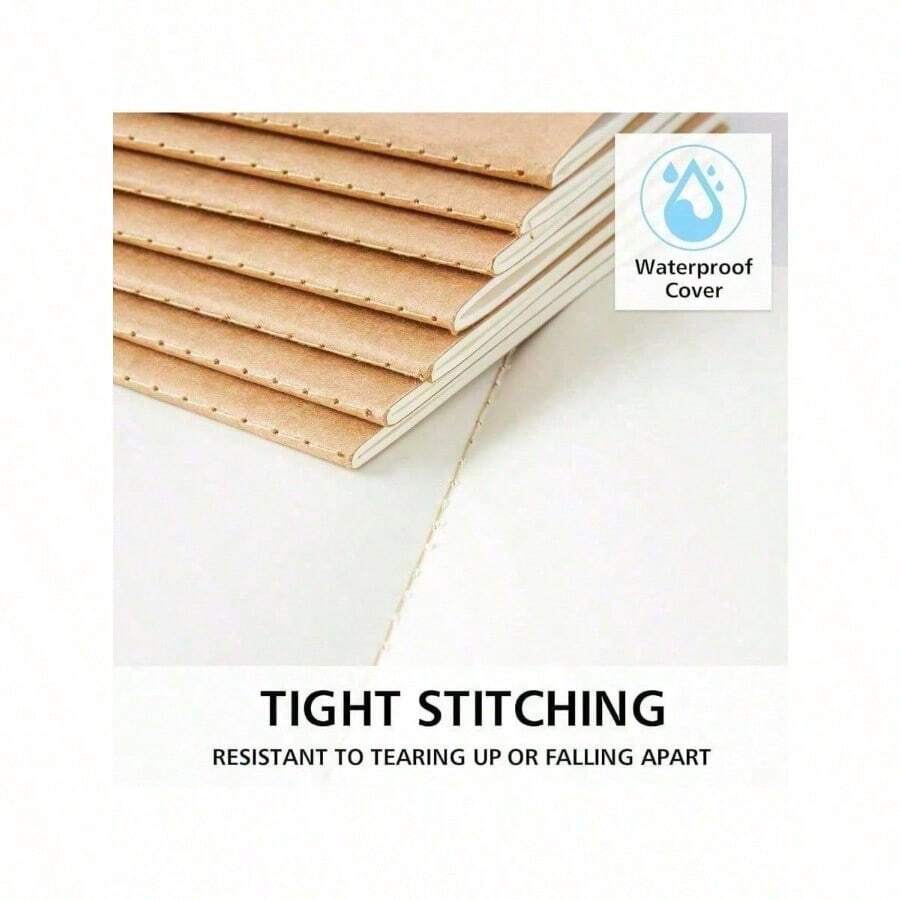 10pcs Matte Surface Soft Leather Notebook Bulk Packaging Office School Essential For Sketching Blank Lined Options Durable Stitched Binding Perfect For Meetings Notes To Do Lists Retro Style - 卡其色 - 查看 1