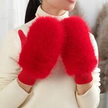 1 Pair Thickened Windproof Cute Anti-Cold Fuzzy  Women'S Gloves For Winter Warmth - Black - View 5