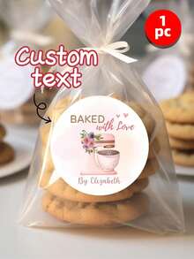 1-288pcs Customized Retail Store Labels, Customized Stickers, Customized Text Round Stickers - Personalized Self-Adhesive Labels, Suitable For Gift Bags, Sweets And Baked Goods Packaging Boxes, Floral Patterns, Printed With "Baked With Love" Text, Can Be Used As Gift Bag Stickers, Thank You Stickers, Bachelor Party Labels, Envelope Stickers, Invitation Stickers. ,Kids-Activity - Multicolor - View 13