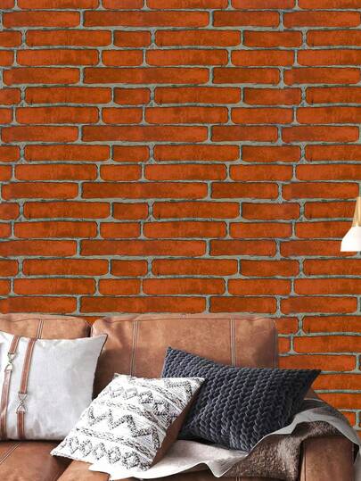 1 Rotolo di carta da parati autoadesiva in PVC con motivo classico di mattoni arancioni, rivestimento per pareti finto mattone rimovibile e riutilizzabile, carta da parati impermeabile per soggiorno, cucina, camera da letto, decorazione per dormitorio, finitura opaca, applicabile su più superfici, 45cm*100cm/45cm*300cm