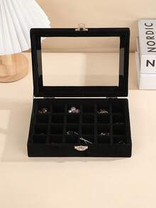 1pc Acrylic Jewelry Ring Storage Display Box Back To School - Black - View 17