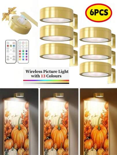 1/3/ Wireless Metal Art Battery Powered LED Picture Lights, Magnetic Lamp, Fairy Lamps, Led Night Light, Lighting, Book Lights Room Adjustable Temperature, Timer, Remote Press Control Perfect Gallery, Stairs, Corridors view 2
