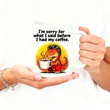 Taza de cerámica de 11 onzas con diseño de dinosaurio, taza creativa para bebidas calientes y frías, vaso de agua de oficina, regalo de vacaciones, sorpresa, regalo perfecto