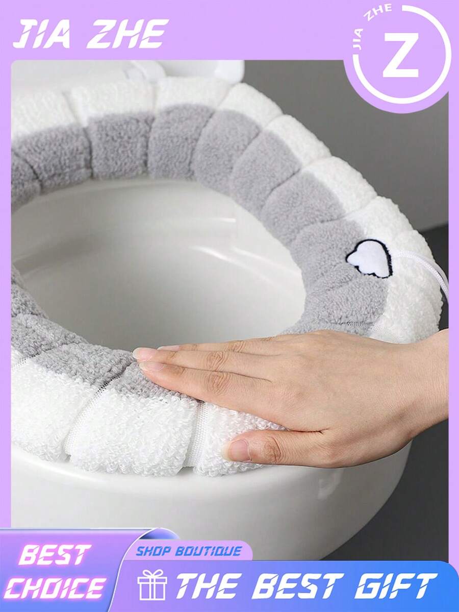Coussin de siège de toilette épais pour l'hiver, anneau de toilette universel pour toutes les saisons, couvercle de toilette avec poignée, coussin de toilette chaud en peluche. Tapis de toilette chaud pour l'hiver, matériau de haute qualité, propre et hygiénique, agréable à la peau et confortable, convient à divers types de toilettes, lavable et réutilisable, pratique