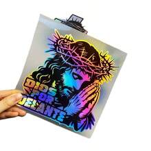 Cross Reflective Laser Waterproof Decal – Easter Gift, Prayer Sticker Hides Window Scratches Wall Decor Room Decor Wall Stickers Wall Sticker Stickers Home Decor - Multicolor - View 6