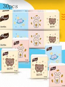 50包天然木质手帕，小袋子装薄纸，3层口袋薄纸，可爱又个性的面巾袋，适合婚礼礼物。高品质面巾、厕所和纸巾用途，耐用吸水，非常适合居家、圣诞节、万圣节、母亲节、情人节、宿舍