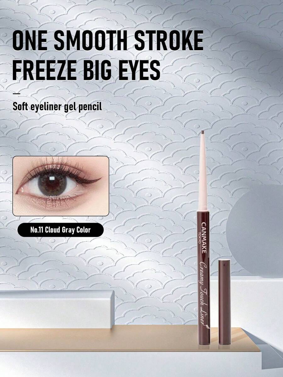 Canmake Creamy Touch Liner #11 Cloudy Gray 0.09g/0.003 Oz | 1.5mm 滑順眼線筆 | 極細滑順筆尖，精準眼線勾勒 | 長效防水 | 高顯色度，柔軟滑順質地 | 耐摩擦