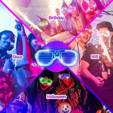 10pcs LED Luminous Glasses, Suitable For Christmas Party, Festival Party, Birthday Party, New Year Party, 5 Color Options, Glow-In-The-Dark Glasses, Glow Party Supplies, Neon Party Favors (1/5/10 Pairs) - Multicolor - View 5