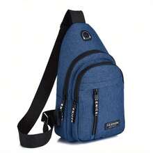1pcs Multifunctional Chest Bag Men's Fashion  Oxford Cloth Shoulder Bag Korean Style Casual Waterproof Messenger Bag - màu đen - Xem 9