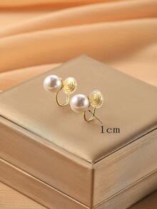 1 对时尚女士仿珍珠耳环，夹式设计，轻巧，适合日常佩戴和送礼 - 耳夾 - 查看 8