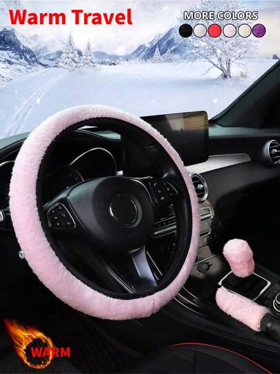 1 Stück kurzflauschige, bequeme Anti-Frost Handwärmer Lenkradabdeckung für den Winter (ohne inneren Ring), passend für alle Abdeckungen und Autozubehör, unisex