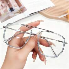 1 par de gafas de montura grande de estilo coreano único con puente doble vintage para hombres