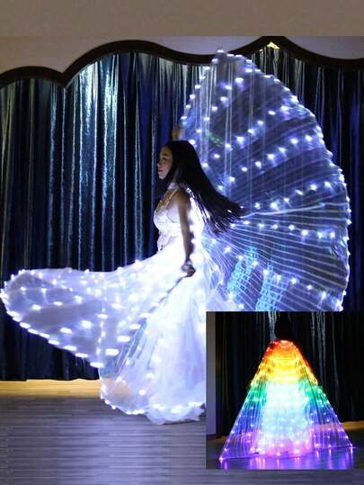 1 pieza Alas de mariposa con luces LED que brillan, disfraz de alas de mariposa con luces para actuaciones en el escenario, decoración de fiestas, celebraciones, bodas, espectáculos en el escenario y decoración de exhibiciones