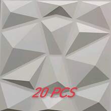 3D菱形图案PVC墙板，尺寸11.8 x 11.8英寸/19.7 x 19.7英寸，哑光白/黑/粉三种颜色可选。材质无异味，轻便易安装，防火、防水、防潮，适用于家居、房间、浴室、卧室、客厅墙面装饰，也可用于圣诞节、冬季和新年装饰。将墙纸粘贴在墙上，即可将其变成一幅墙面艺术作品。